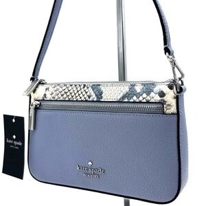 Kate Spade Leila Convertible Leather Mini Pachette Bag Snakeskin Blue